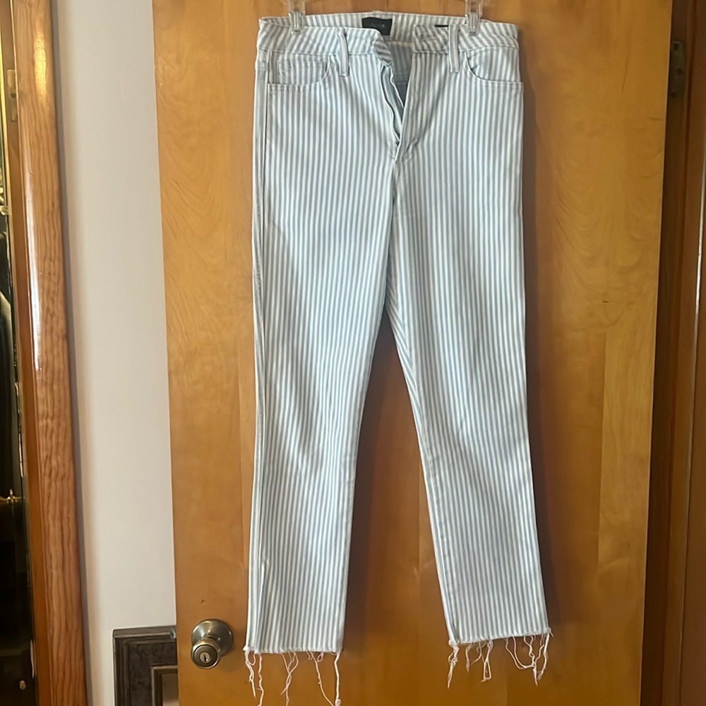 White and blue striped Joe’s jeans